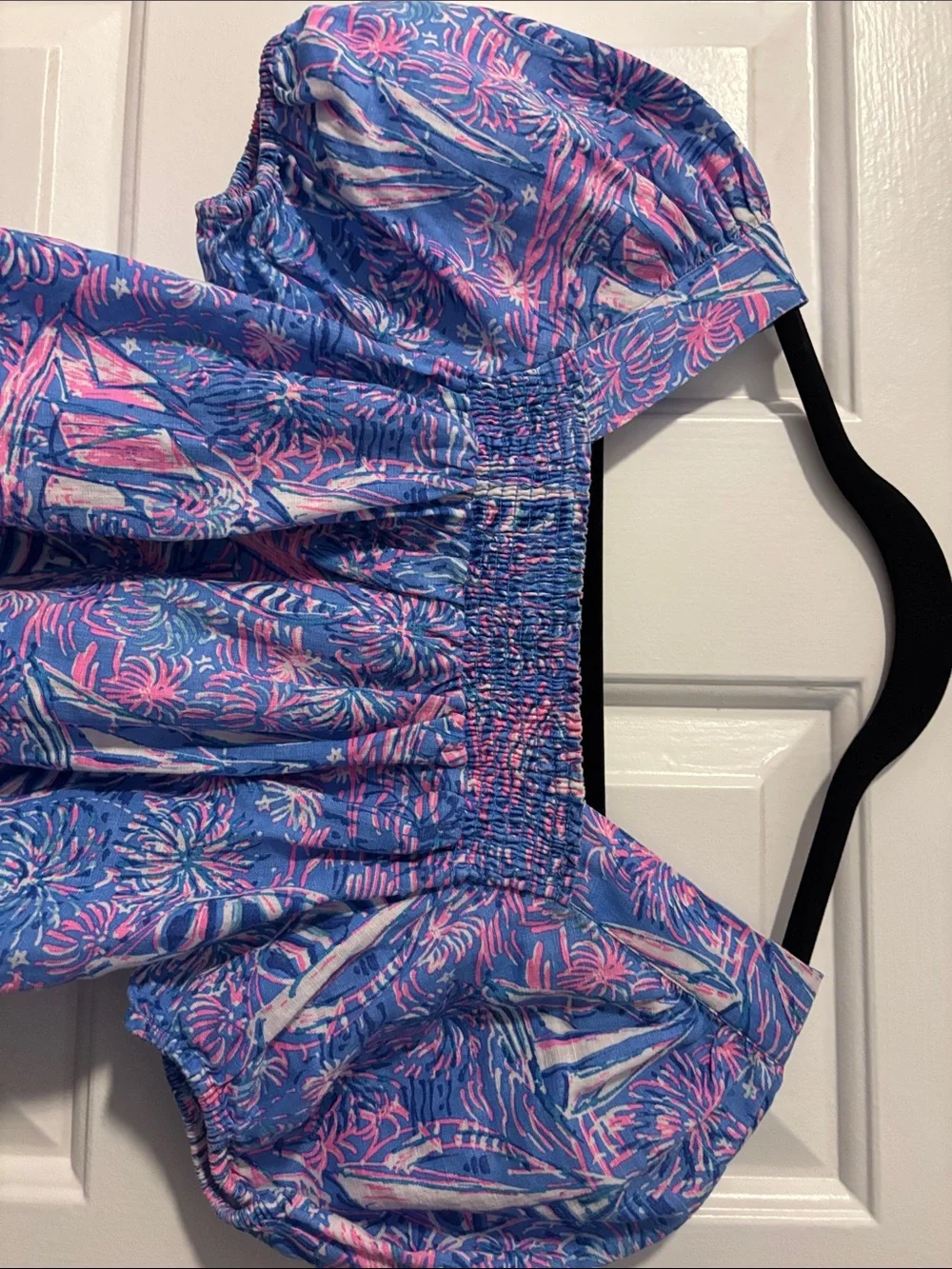 Lilly Pulitzer Keating Short Sleeve Linen Top Boca Blue Size OO / XXS
